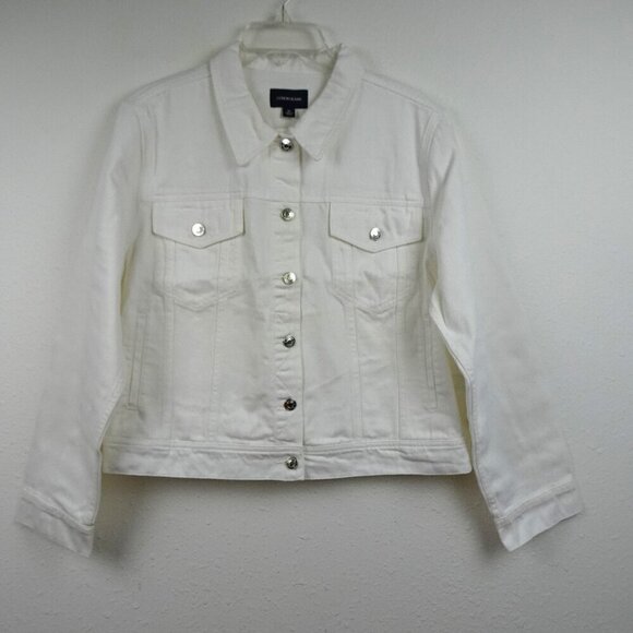 J. Crew Denim Jacket Women's Plus Size 2X White Classic Button - Picture 1 of 7